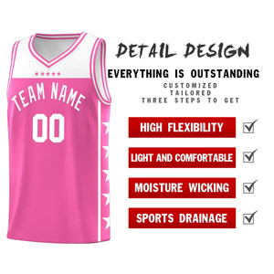 Custom Pink White Color Block Sets Sports Uniform Basketball Jersey