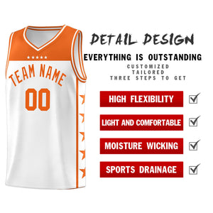 Custom White Orange Color Block Sets Sports Uniform Basketball Jersey