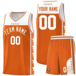 Custom Orange White Color Block Sets Sports Uniform Basketball Jersey