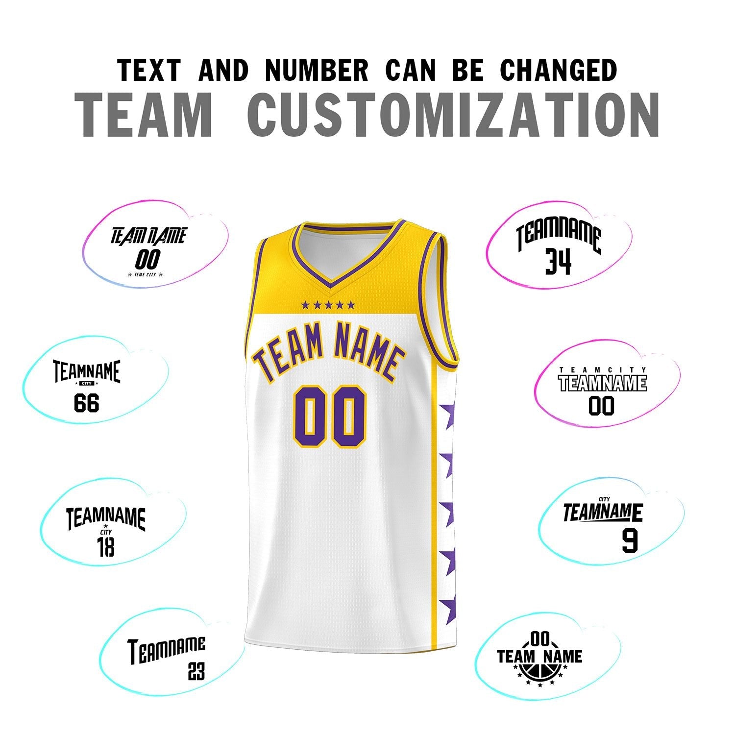 Custom White Purple Color Block Sets Sports Uniform Basketball Jersey