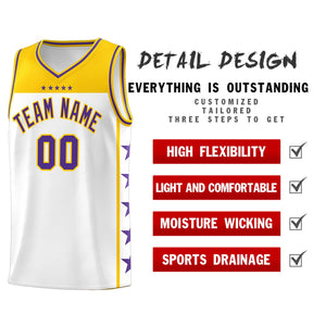 Custom White Purple Color Block Sets Sports Uniform Basketball Jersey