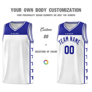 Custom White Royal Color Block Sets Sports Uniform Basketball Jersey