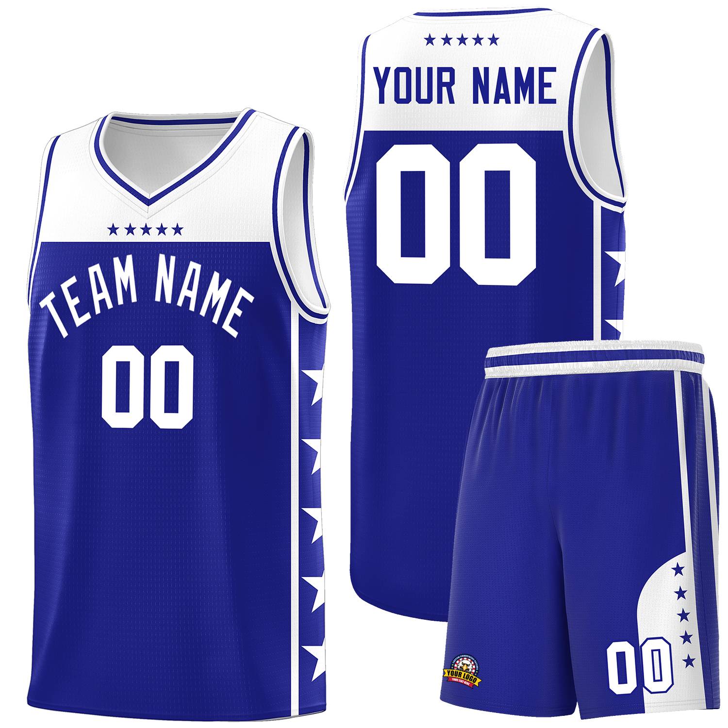 Custom Royal White Color Block Sets Sports Uniform Basketball Jersey