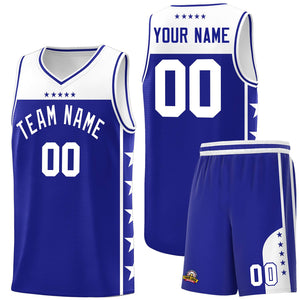 Custom Royal White Color Block Sets Sports Uniform Basketball Jersey