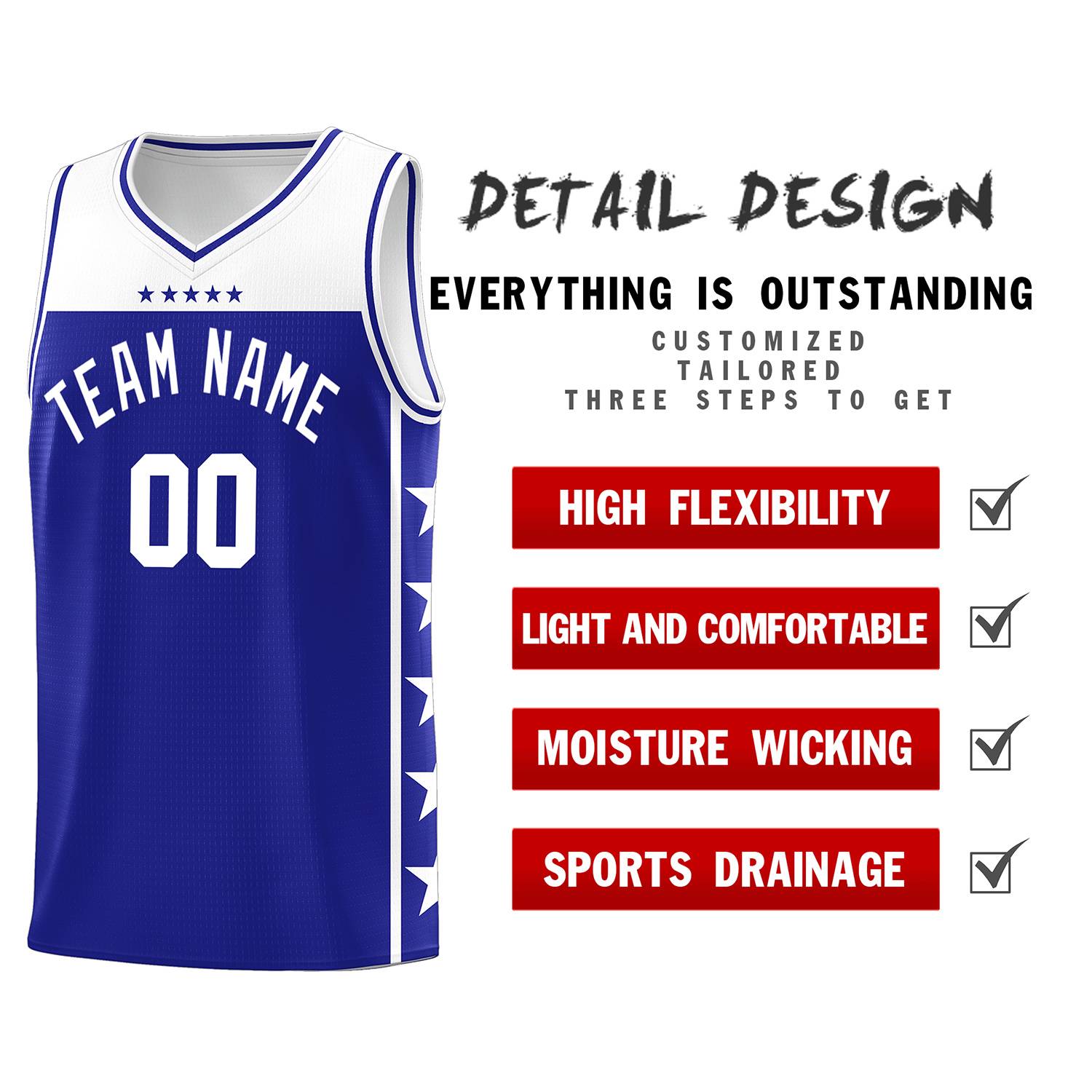 Custom Royal White Color Block Sets Sports Uniform Basketball Jersey