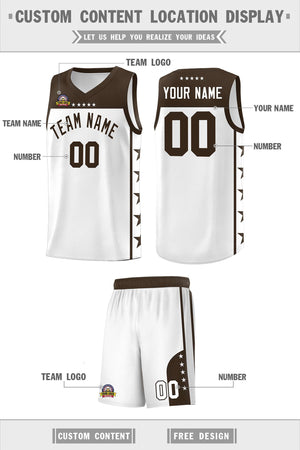 Custom White Brown Color Block Sets Sports Uniform Basketball Jersey