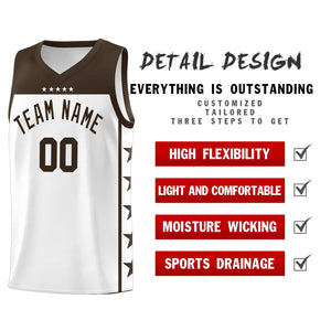 Custom White Brown Color Block Sets Sports Uniform Basketball Jersey