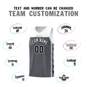 Custom Dark Gray White Color Block Sets Sports Uniform Basketball Jersey