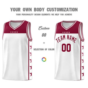 Custom White Crimson Color Block Sets Sports Uniform Basketball Jersey