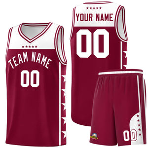 Custom Crimson White Color Block Sets Sports Uniform Basketball Jersey