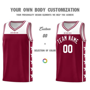 Custom Crimson White Color Block Sets Sports Uniform Basketball Jersey