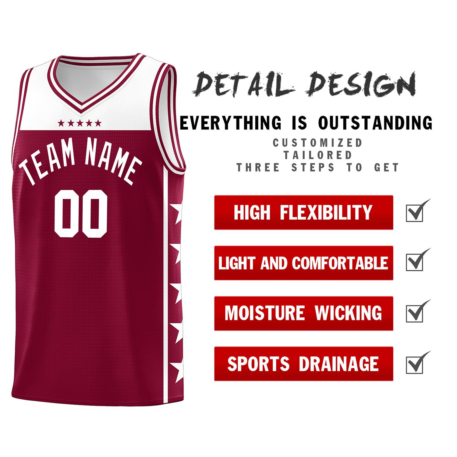 Custom Crimson White Color Block Sets Sports Uniform Basketball Jersey