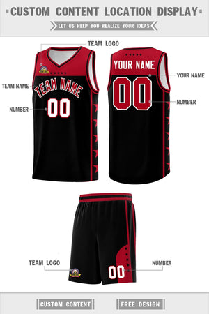 Custom Black Red Color Block Sets Sports Uniform Basketball Jersey