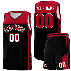 Custom Black Red Color Block Sets Sports Uniform Basketball Jersey