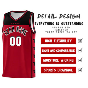 Custom Red Black Color Block Sets Sports Uniform Basketball Jersey