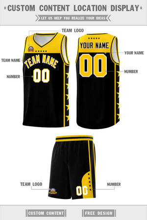 Custom Black Yellow Color Block Sets Sports Uniform Basketball Jersey