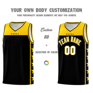 Custom Black Yellow Color Block Sets Sports Uniform Basketball Jersey