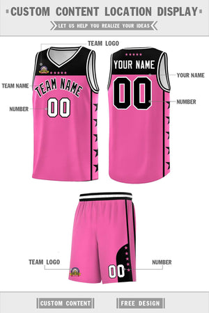 Custom Pink Black Color Block Sets Sports Uniform Basketball Jersey