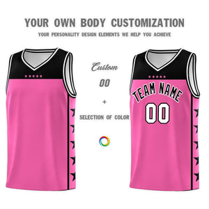 Custom Pink Black Color Block Sets Sports Uniform Basketball Jersey