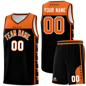 Custom Black Orange Color Block Sets Sports Uniform Basketball Jersey