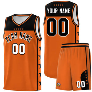 Custom Orange Black Color Block Sets Sports Uniform Basketball Jersey