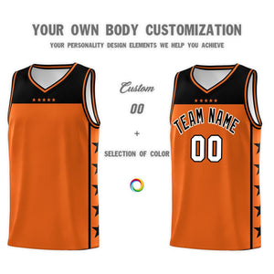 Custom Orange Black Color Block Sets Sports Uniform Basketball Jersey