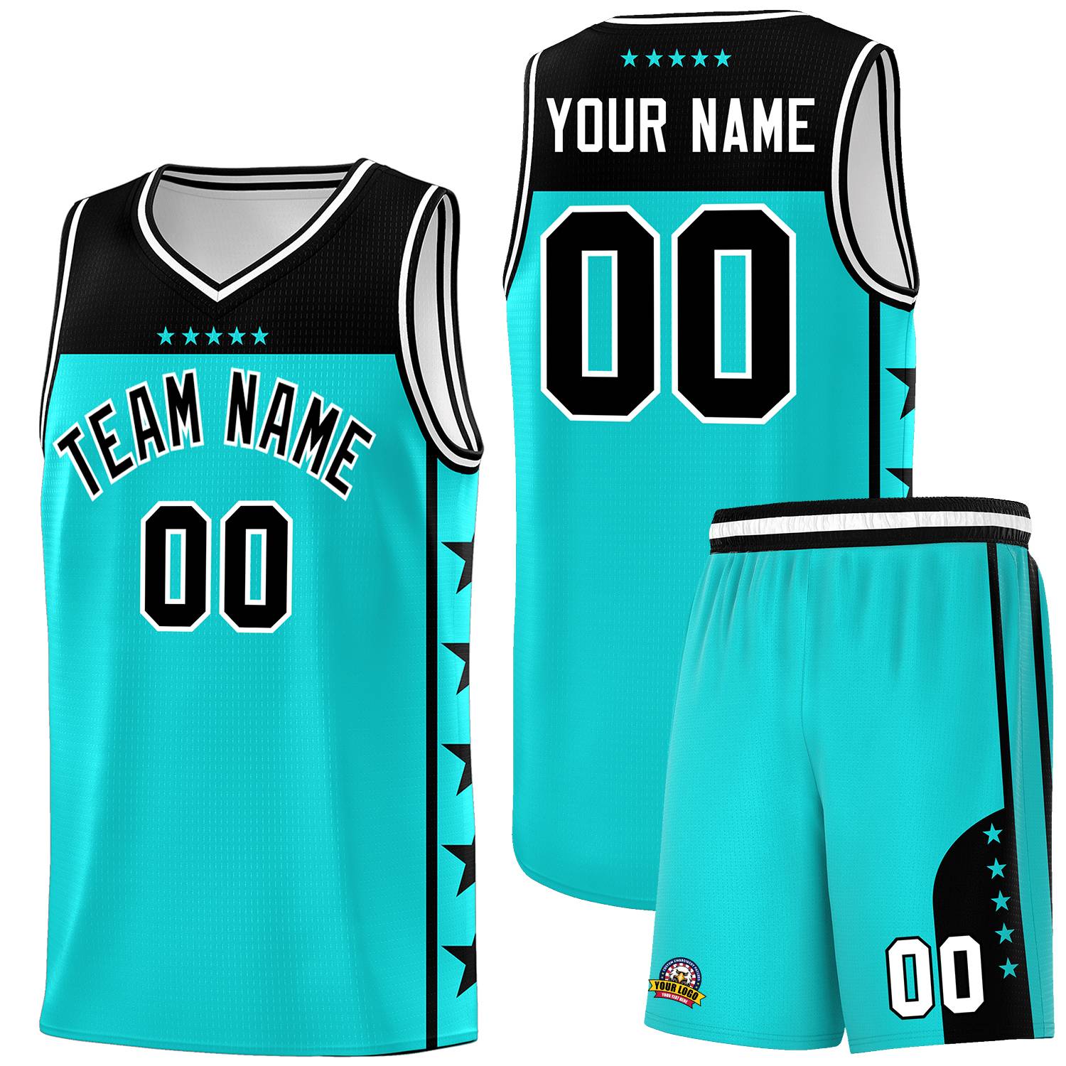 Custom Bright Green Black Color Block Sets Sports Uniform Basketball Jersey