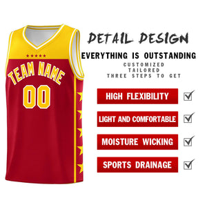 Custom Red Yellow Color Block Sets Sports Uniform Basketball Jersey