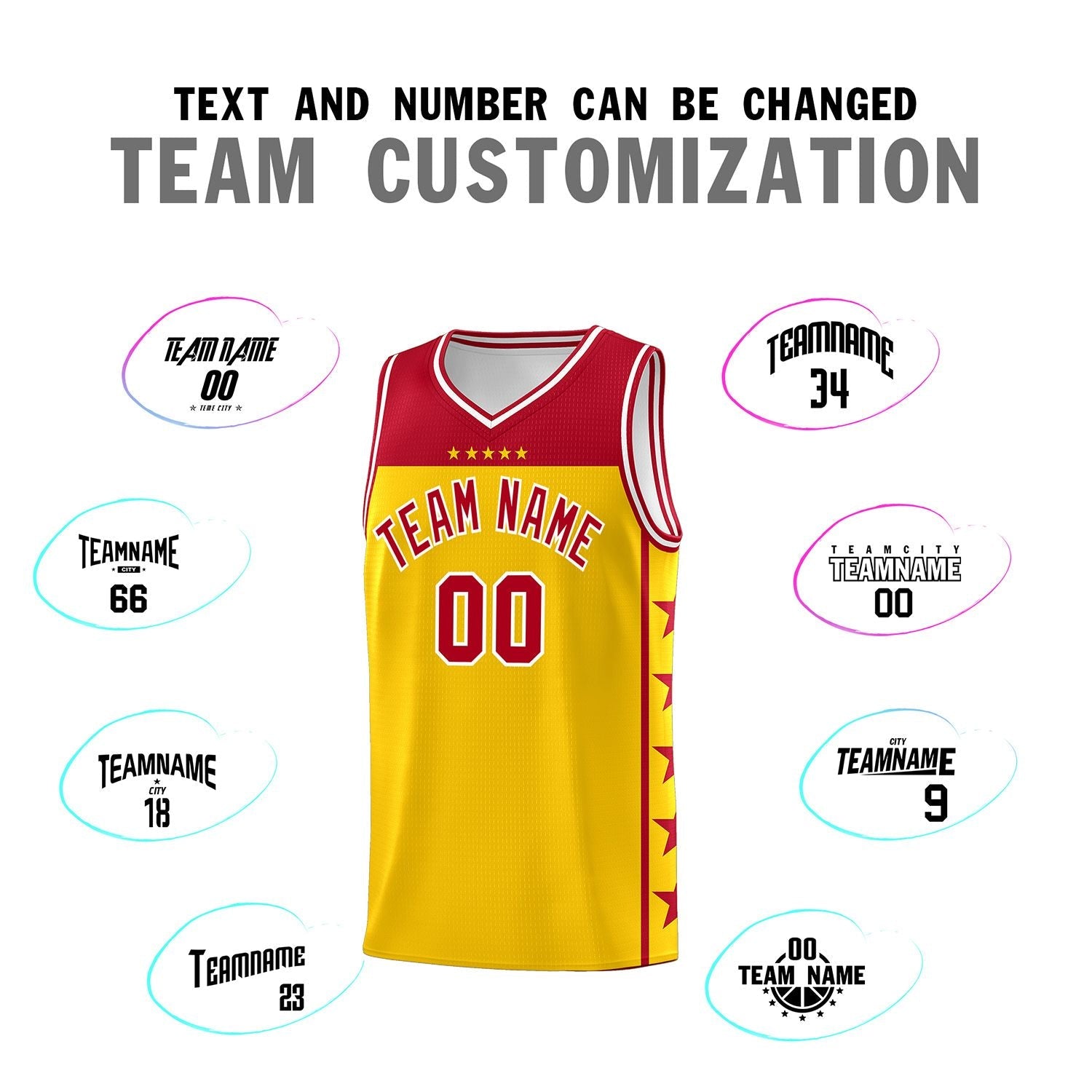 Custom Gold Red Color Block Sets Sports Uniform Basketball Jersey