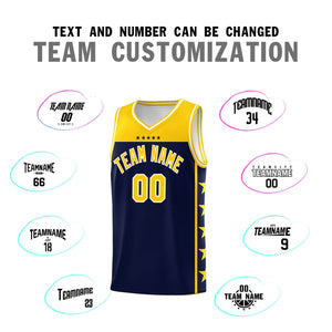 Custom Navy Yellow Color Block Sets Sports Uniform Basketball Jersey