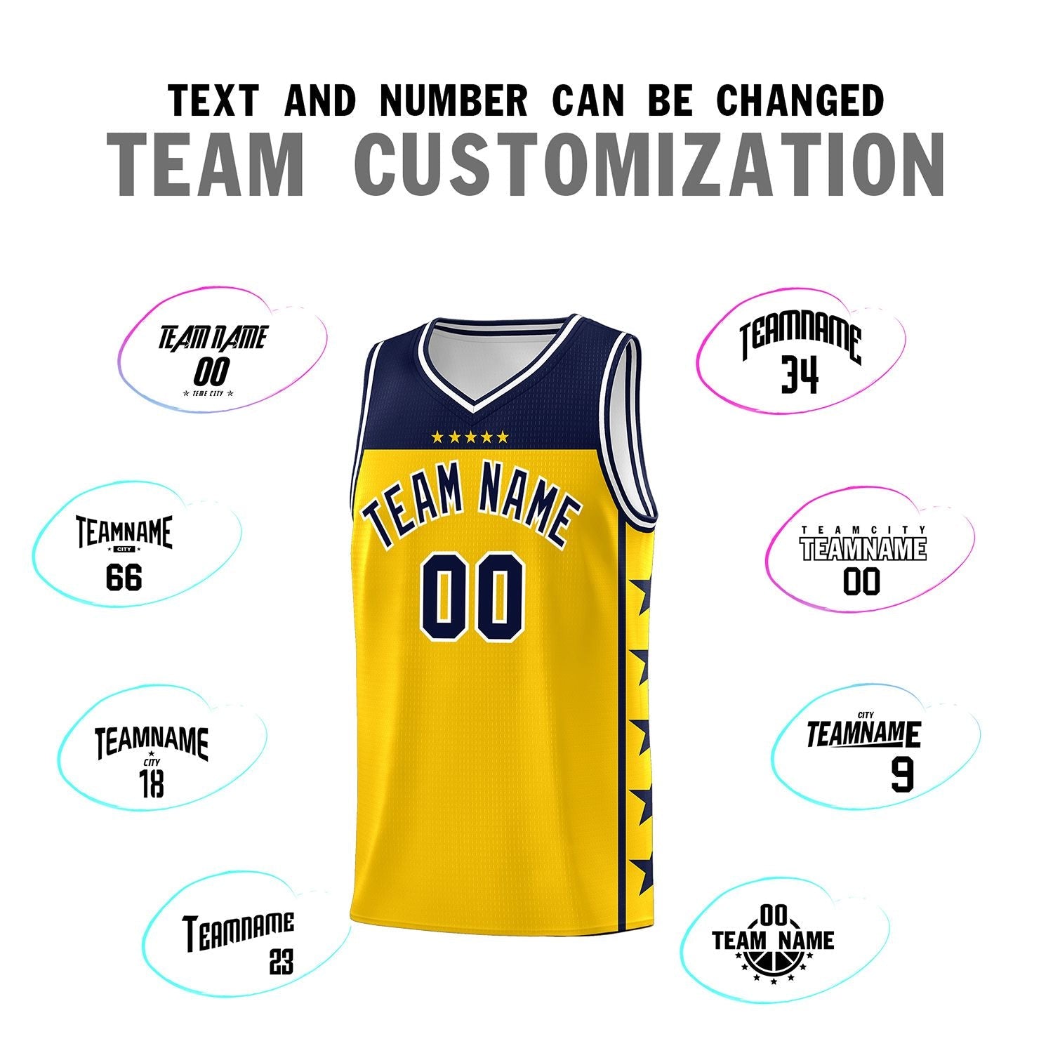 Custom Gold Navy Color Block Sets Sports Uniform Basketball Jersey