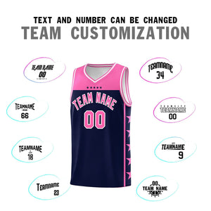 Custom Navy Pink Color Block Sets Sports Uniform Basketball Jersey