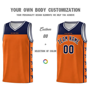 Custom Orange Navy Color Block Sets Sports Uniform Basketball Jersey