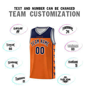 Custom Orange Navy Color Block Sets Sports Uniform Basketball Jersey