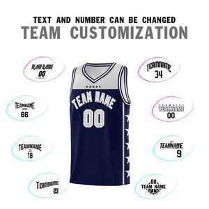 Custom Navy Gray Color Block Sets Sports Uniform Basketball Jersey