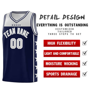 Custom Navy Gray Color Block Sets Sports Uniform Basketball Jersey