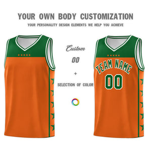 Custom Orange Kelly Green Color Block Sets Sports Uniform Basketball Jersey