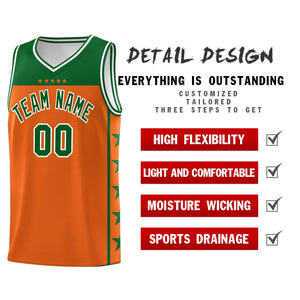 Custom Orange Kelly Green Color Block Sets Sports Uniform Basketball Jersey