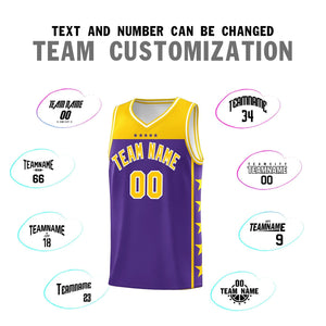 Custom Purple Yellow Color Block Sets Sports Uniform Basketball Jersey