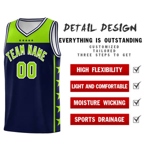 Custom Navy Neon Green Color Block Sets Sports Uniform Basketball Jersey