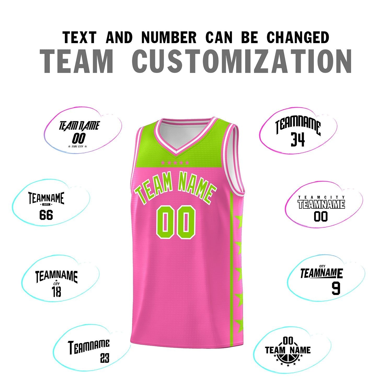 Custom Pink Neon Green Color Block Sets Sports Uniform Basketball Jersey