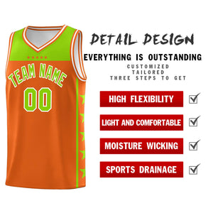 Custom Orange Neon Green Color Block Sets Sports Uniform Basketball Jersey