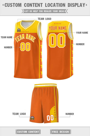 Custom Orange Yellow Color Block Sets Sports Uniform Basketball Jersey