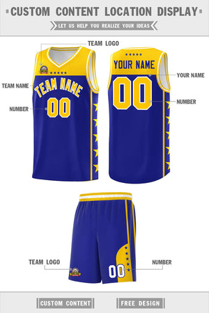 Custom Royal Yellow Color Block Sets Sports Uniform Basketball Jersey