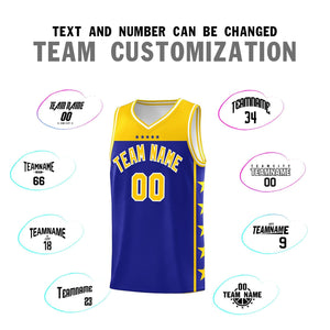 Custom Royal Yellow Color Block Sets Sports Uniform Basketball Jersey