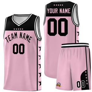 Custom Light Pink Black Color Block Sets Sports Uniform Basketball Jersey