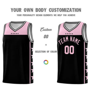 Custom Black Light Pink Color Block Sets Sports Uniform Basketball Jersey