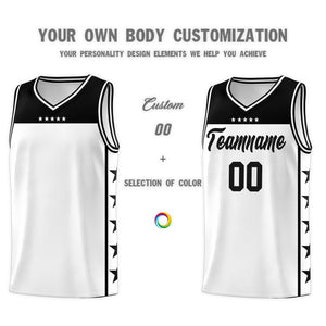 Custom White Black Color Block Sets Sports Uniform Basketball Jersey