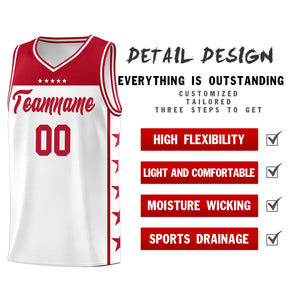 Custom White Red Color Block Sets Sports Uniform Basketball Jersey