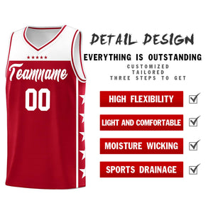 Custom Red White Color Block Sets Sports Uniform Basketball Jersey